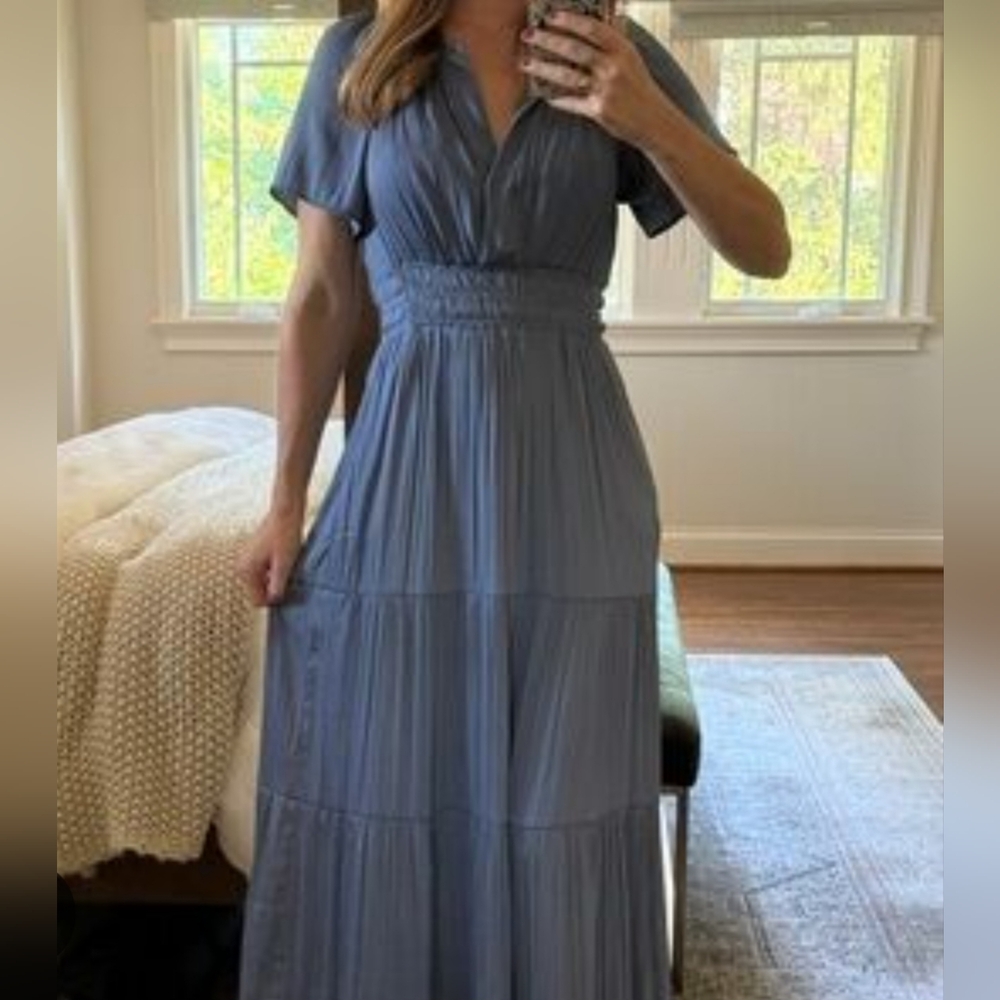 Joie Satin Pleated Pocket Midi Dress